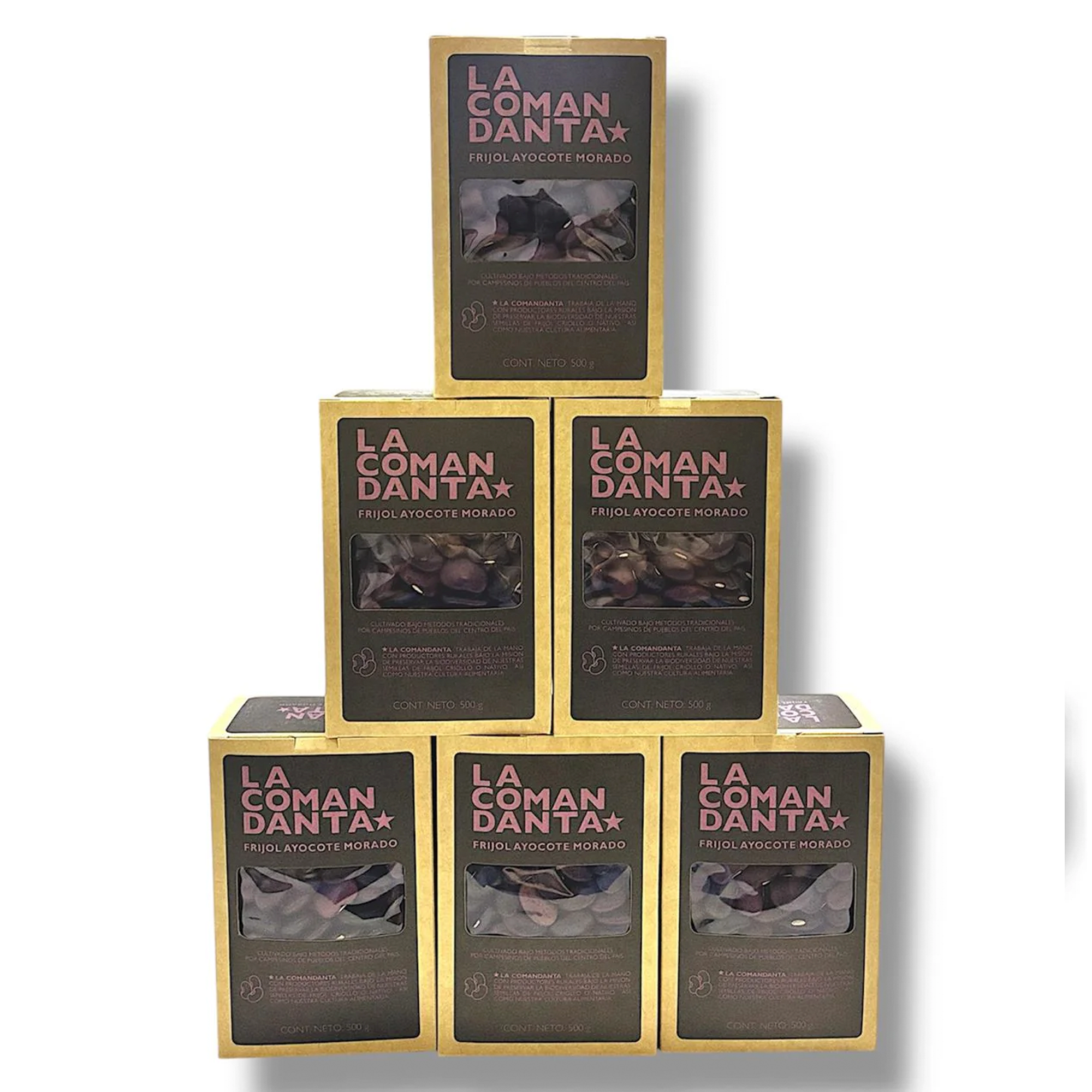 CAJA 6 PIEZAS: FRIJOL AYOCOTE MORADO LA COMANDANTA (500g)
