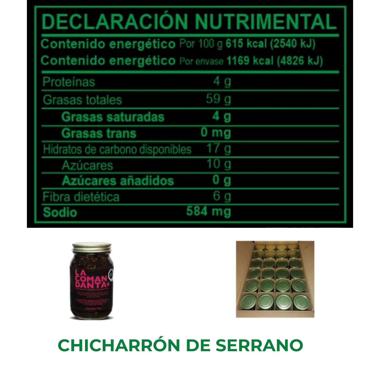 CHICHARRÓN DE SERRANO CON JAMAICA (190g)