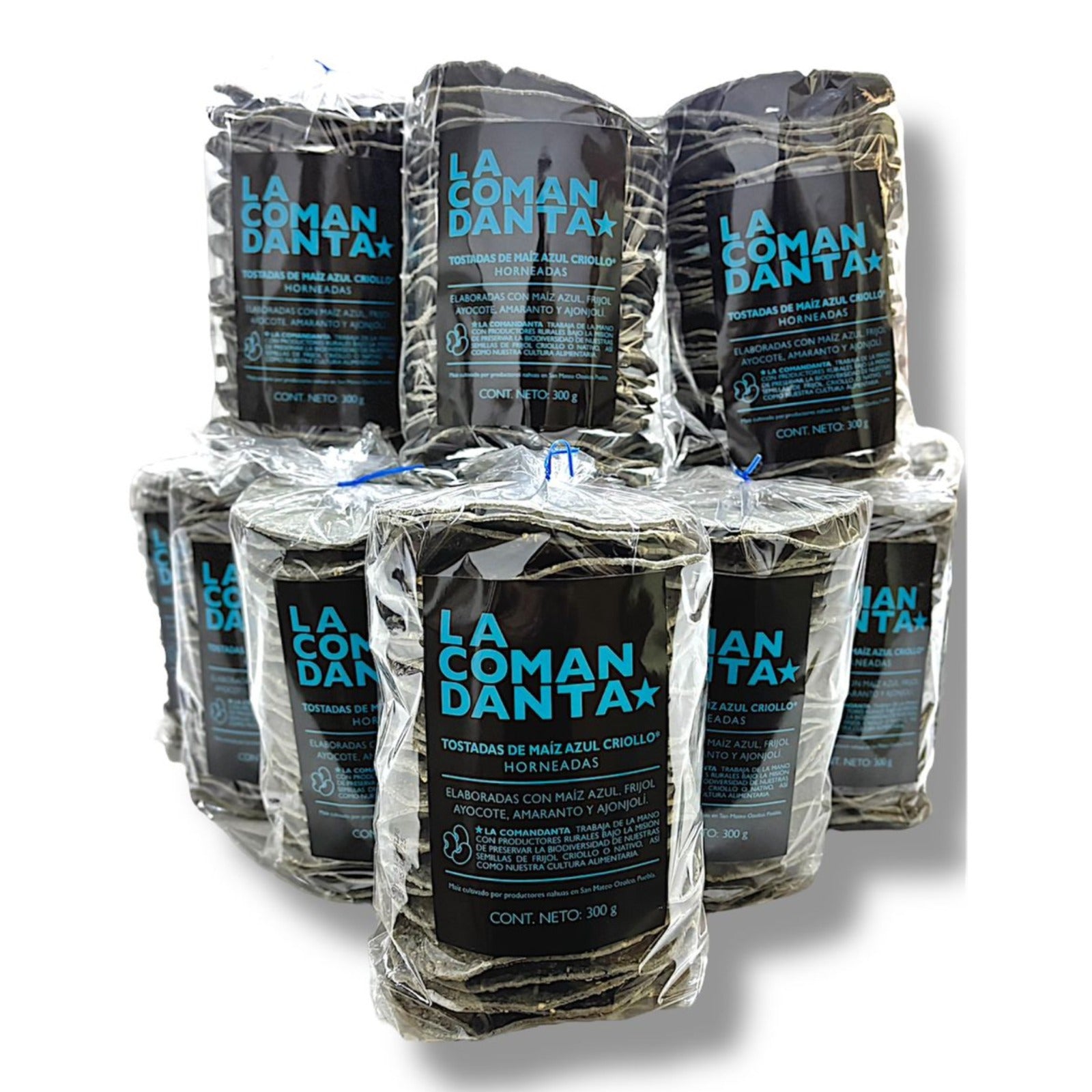 CAJA DE 16 PIEZAS: TOSTADAS HORNEADAS DE MAIZ AZUL CRIOLLO (300g)
