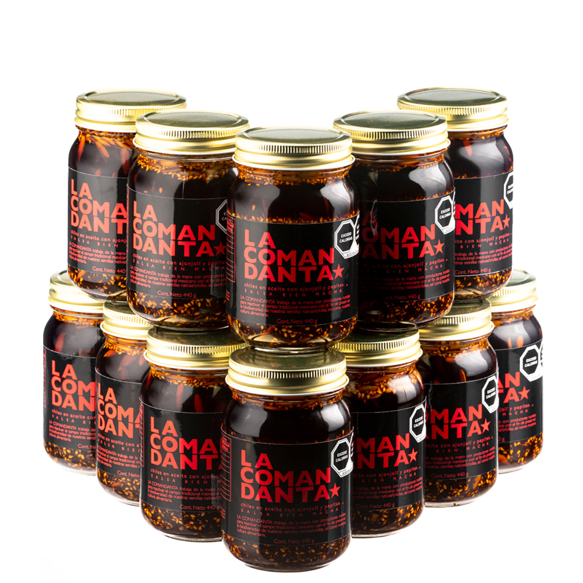 CAJA 12 PIEZAS: SALSA BIEN MACHA LA COMANDANTA FAMILIAR (440g)